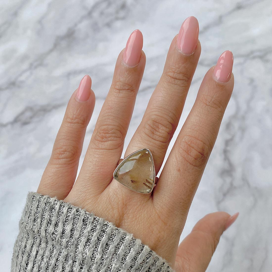 Golden Rutile Adjustable Ring-(GDR-R-24.)